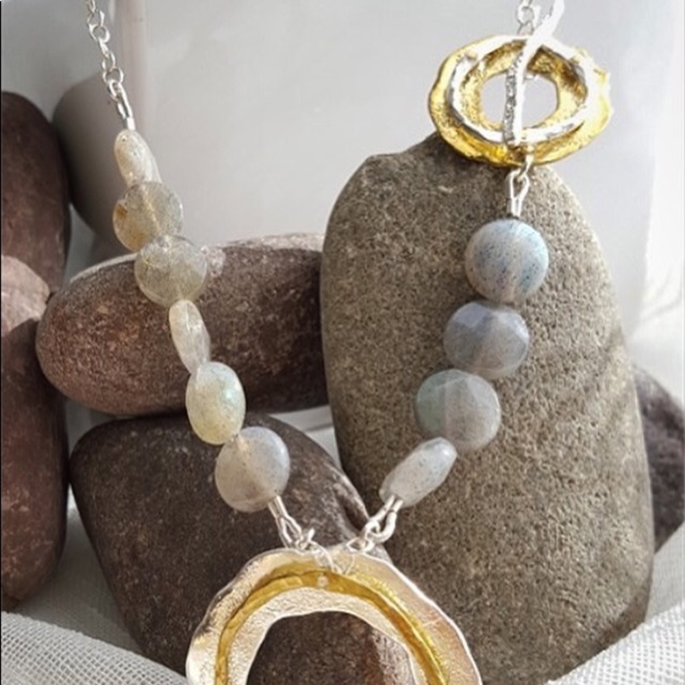 SterlingSilver 14kGold Plated Labradorite Necklace